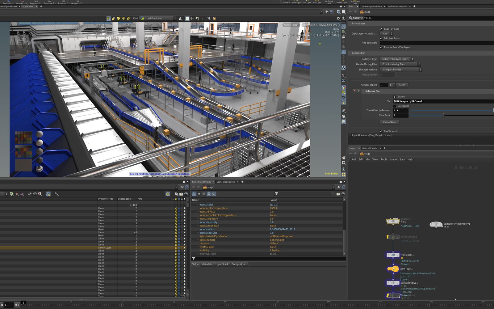 Houdini Solaris. Parcel Sorting Center.